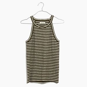 NWT Madewell XXS Timeoff Tank Top in Dark Olive Marion Stripe